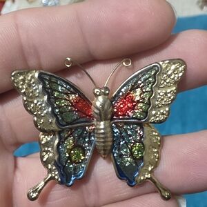 Vibrant Multicolor Butterfly Brooch